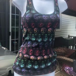 Black and rainbow scull tank top